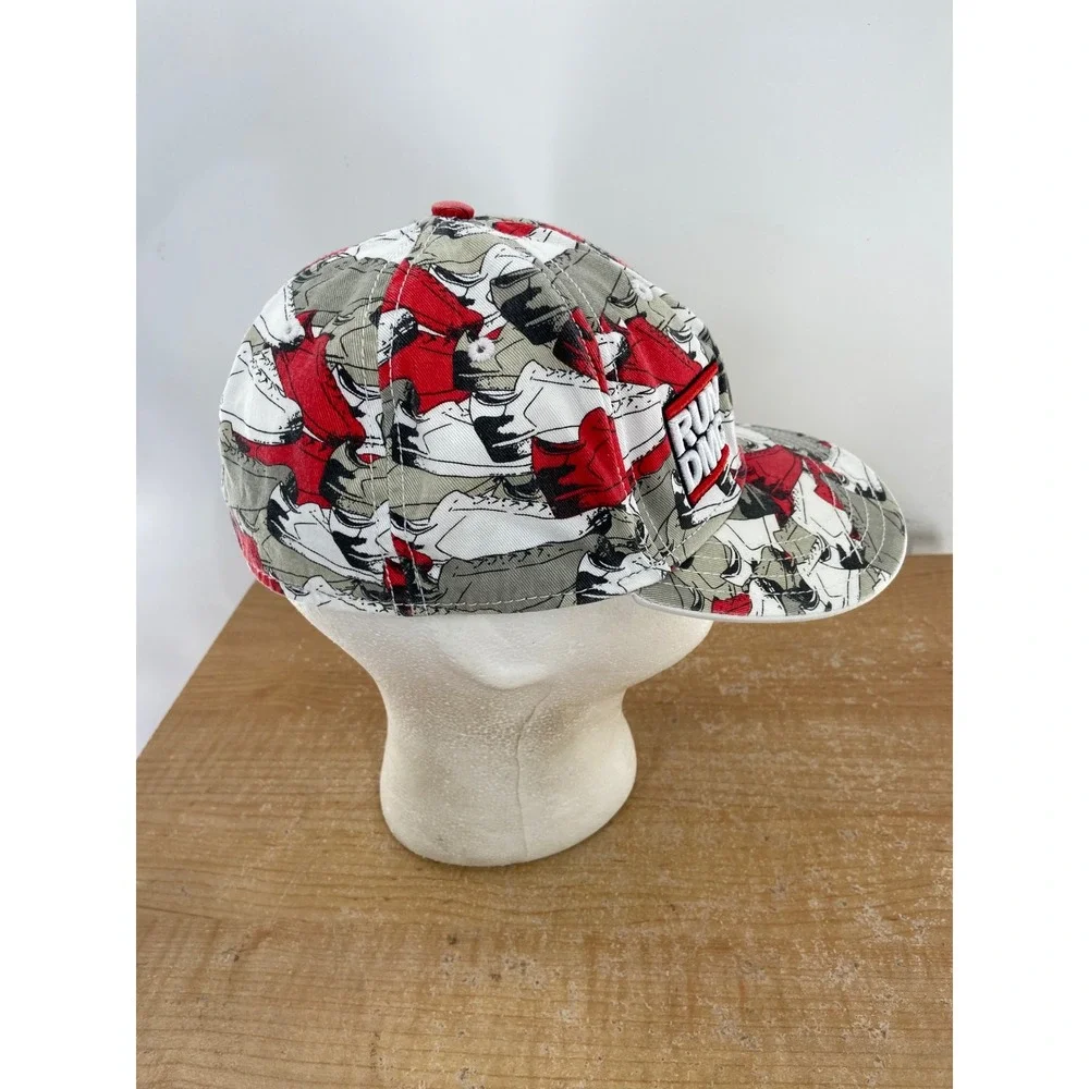 Run-DMC Fitted Hat S/M Red White Sneaker Print Flat Bill 2009 Anthill Trading